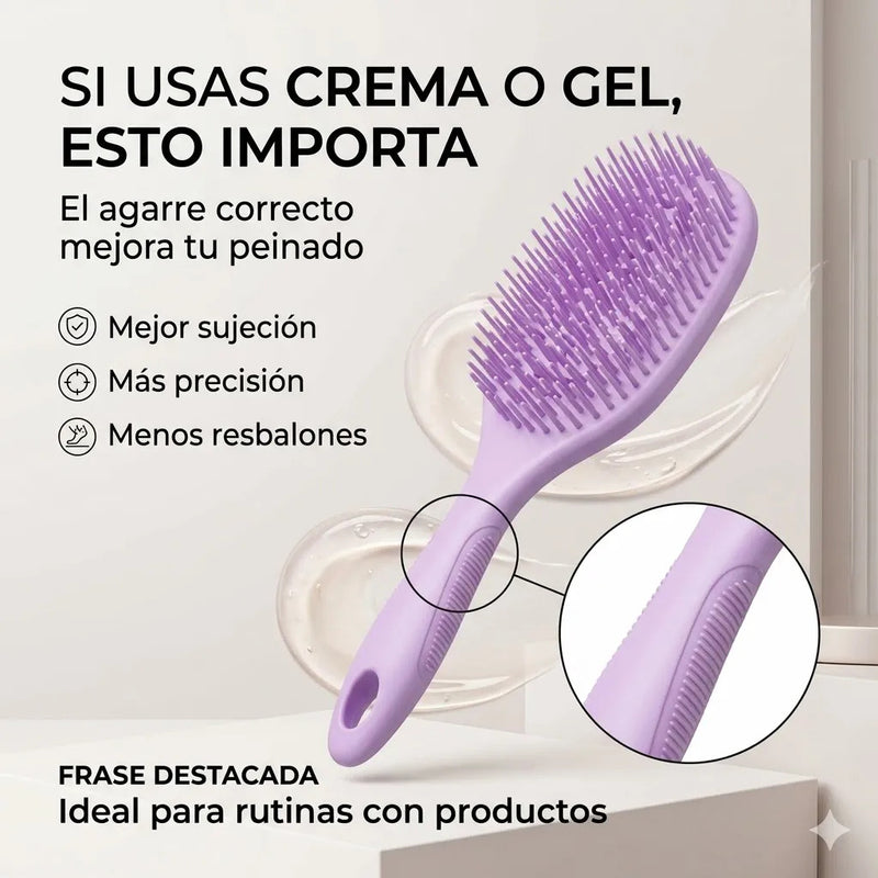 Cepillo Cabello Rizado Desenreda Fácil Cerdas Fucsia