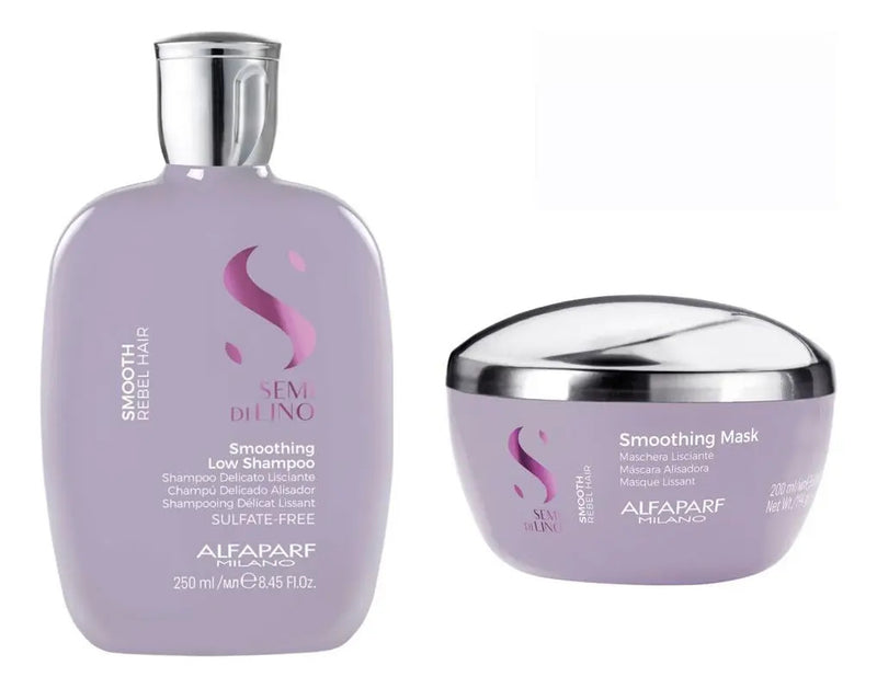 Pack Alfaparf Semi Di Lino Smooth Profesional - Shampoo y Máscara Anti-Frizz