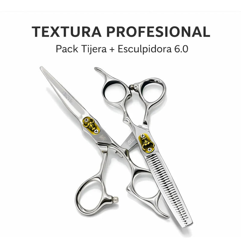 Tijeras Profesionales Peluquería Pack Corte+esculpidora 6.0