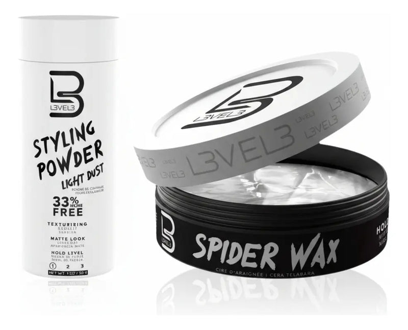 Kit Level 3: Polvo Texturizador Negro + Cera Spider Wax - Volumen y Fijación
