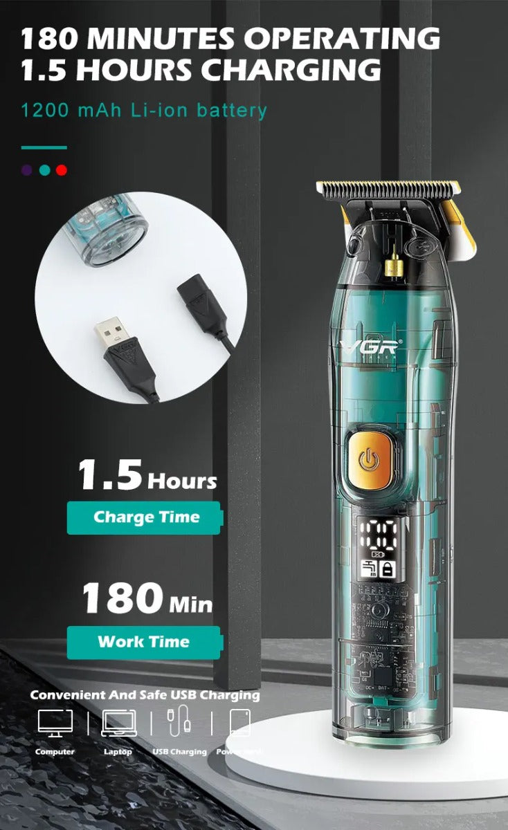 Máquina Cortadora de Pelo VGR V-961 Inalámbrica Profesional Barbería Recargable