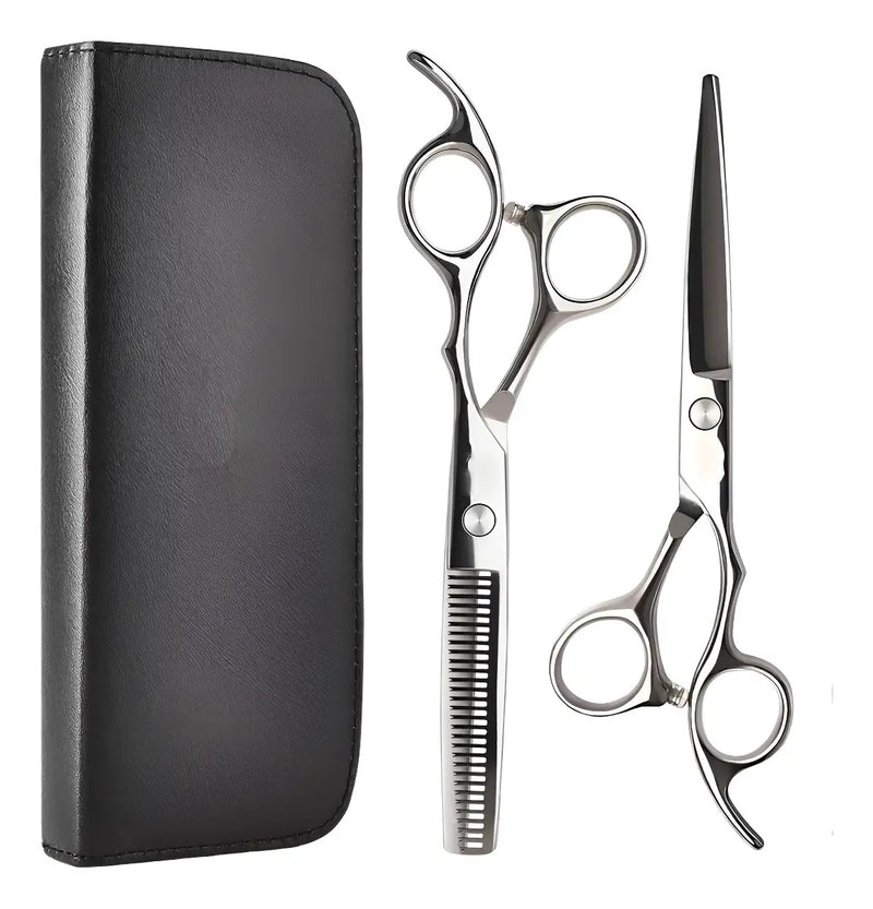 Set De Tijeras Filo Navaja + Esculpidora Barberia-peluqieria
