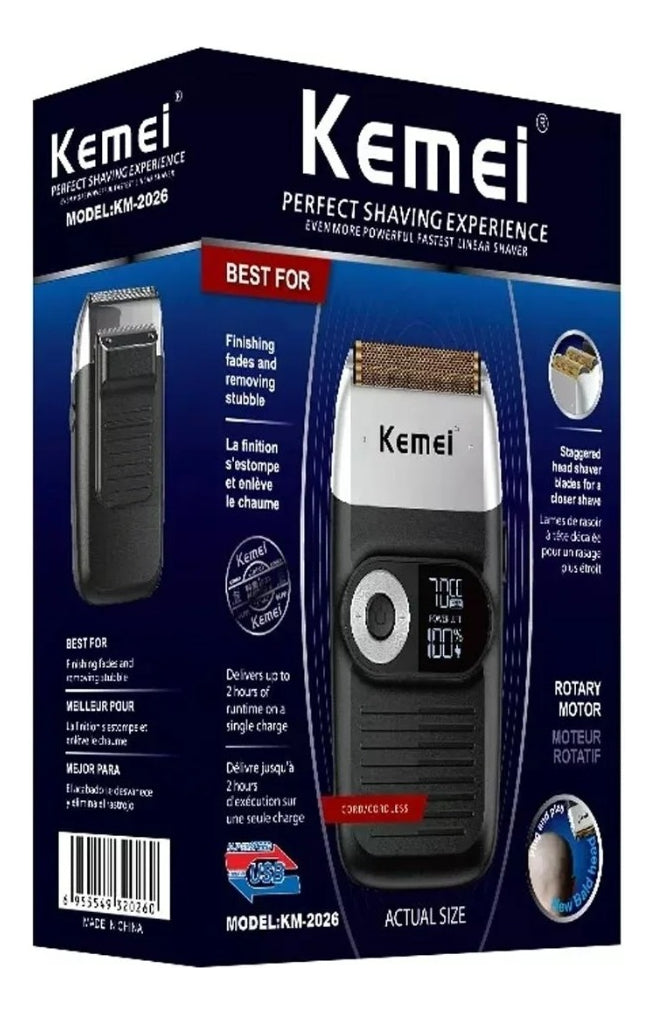 Kit Barbería Profesional Kemei: Clipper 1986 + Shaver 2026 + Trimmer i32s