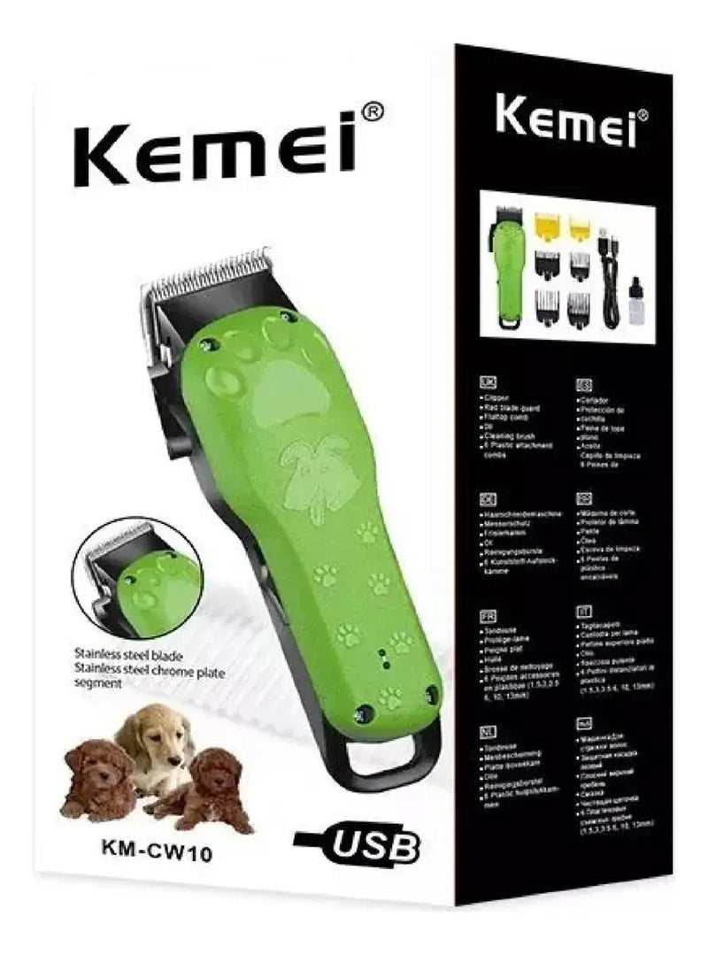 Maquina Cortadora Pelo Mascotas Perros Corte Kemei Verde Cw1