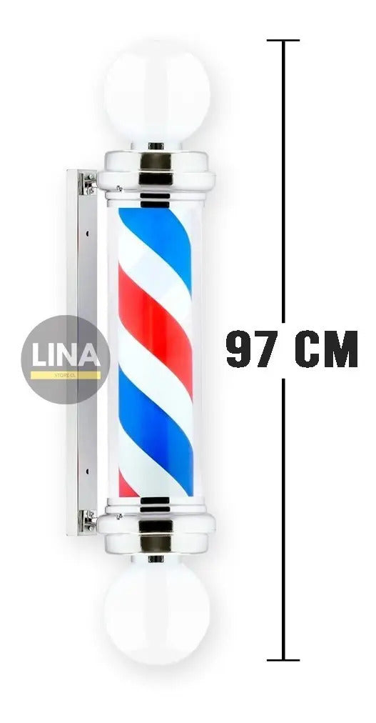 Poste de Barbería Profesional 88cm - Luz LED Giratoria Tricolor Clásica