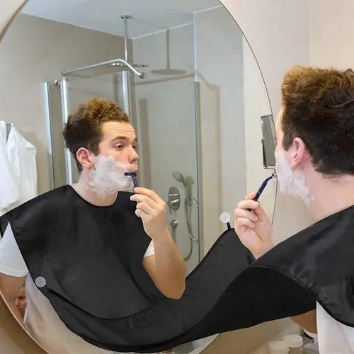 Capa Delantal para Afeitado de Barba con Sujeción al Espejo - Impermeable
