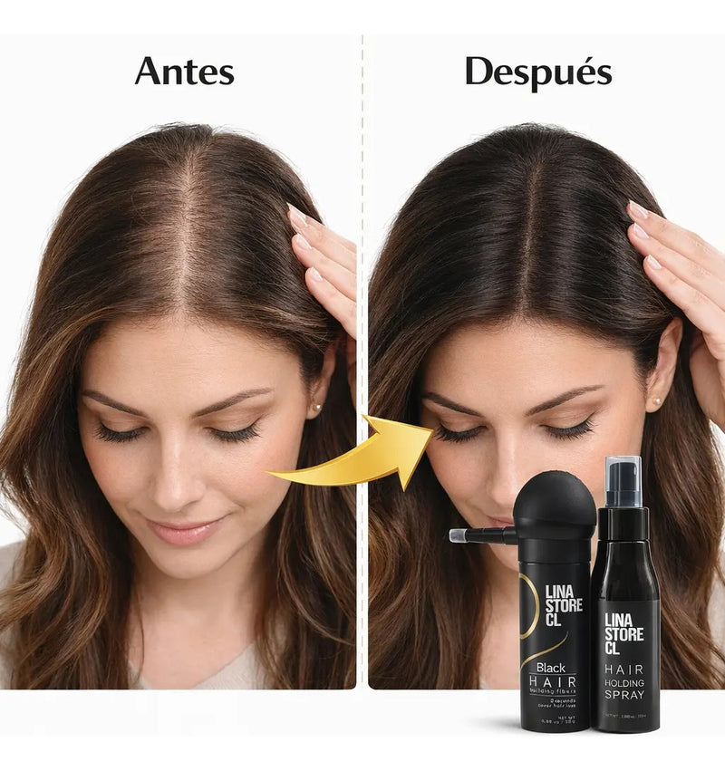 Fibra Capilar Polvo Para Calvicie Castaño Oscuro + Bomba + Laca Fijador Lina Store