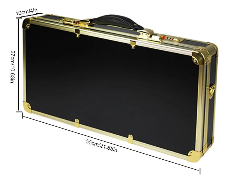 Maleta de Barbero Profesional XL - Organizador de Aluminio Negro y Dorado con Clave