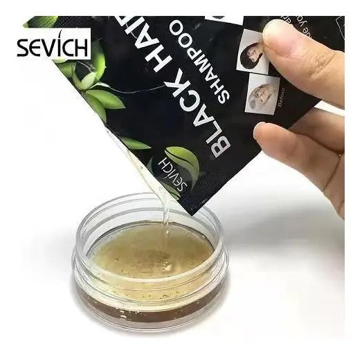 Kit 10 Unidades Shampoo Tinte Negro Sevich 15ml - Cubre Canas en 5 Minutos