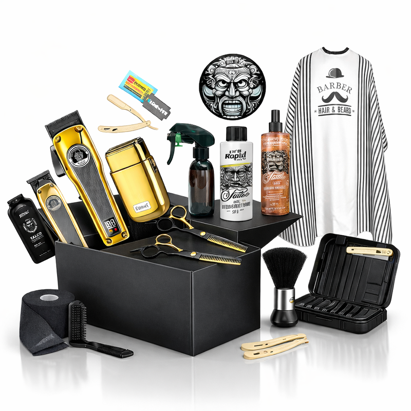 COMBO BARBERIA PROFESIONAL 3 MAQUINAS KEMEI + MALETIN DE MANO + INSUMOS
