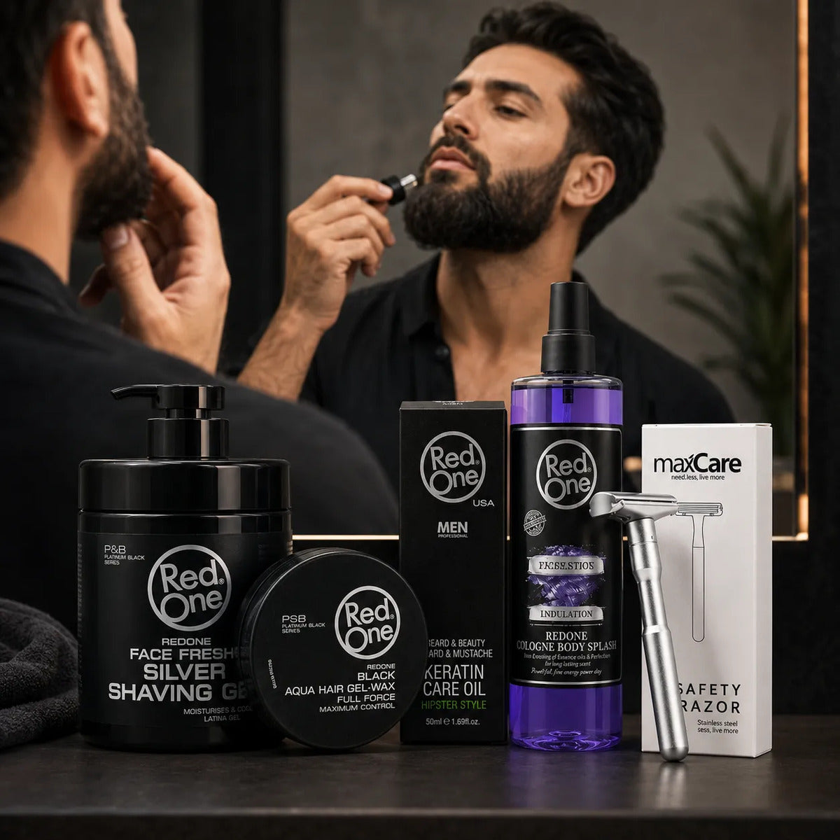 Kit Shaving Gel + After Shave +rastrillo+aceite+ Gel Cabello