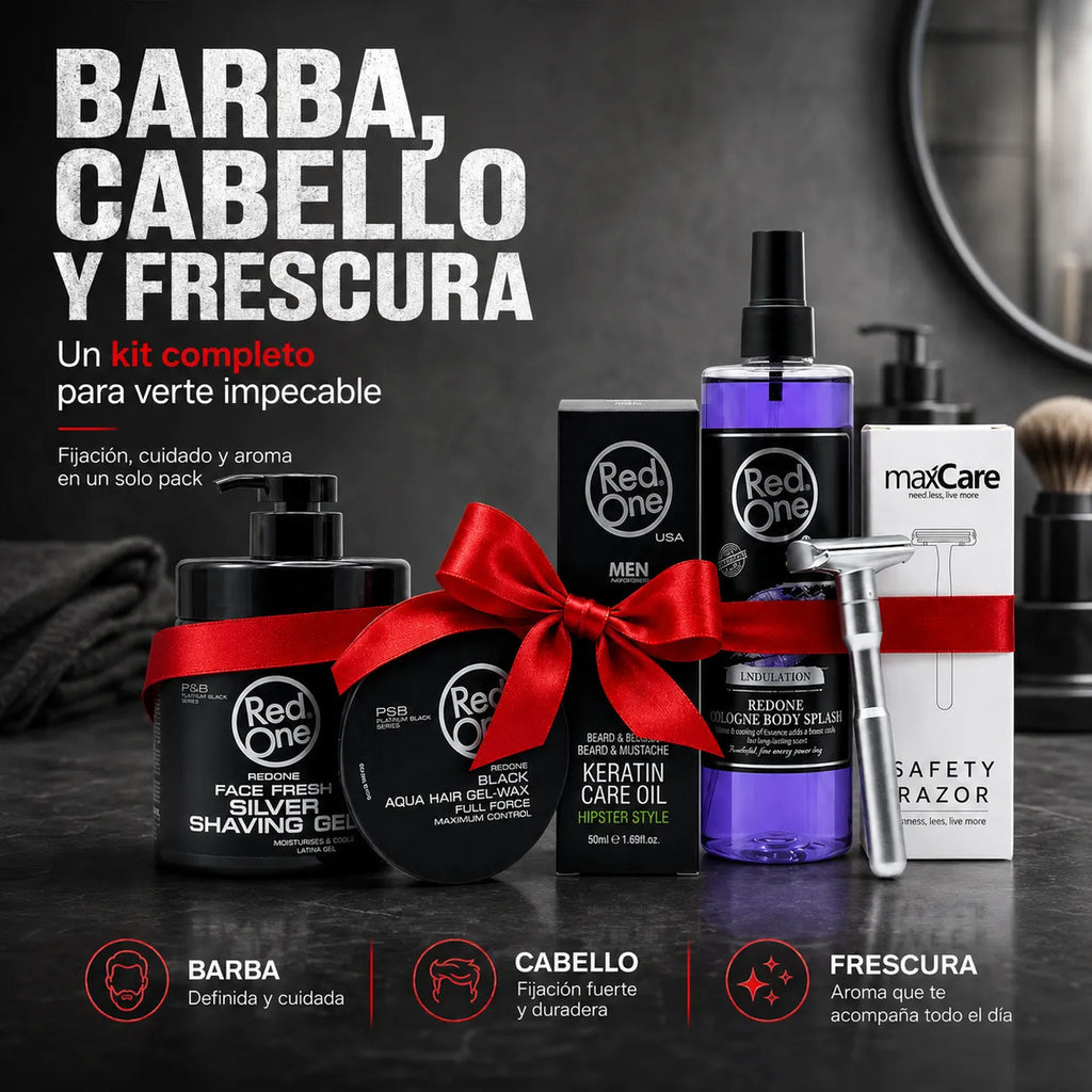 Kit Shaving Gel + After Shave +rastrillo+aceite+ Gel Cabello
