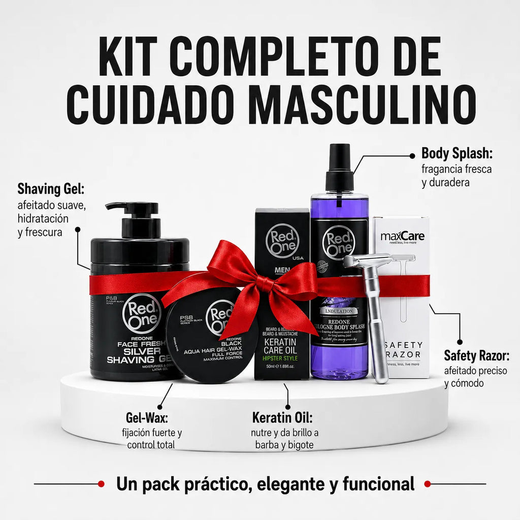 Kit Shaving Gel + After Shave +rastrillo+aceite+ Gel Cabello