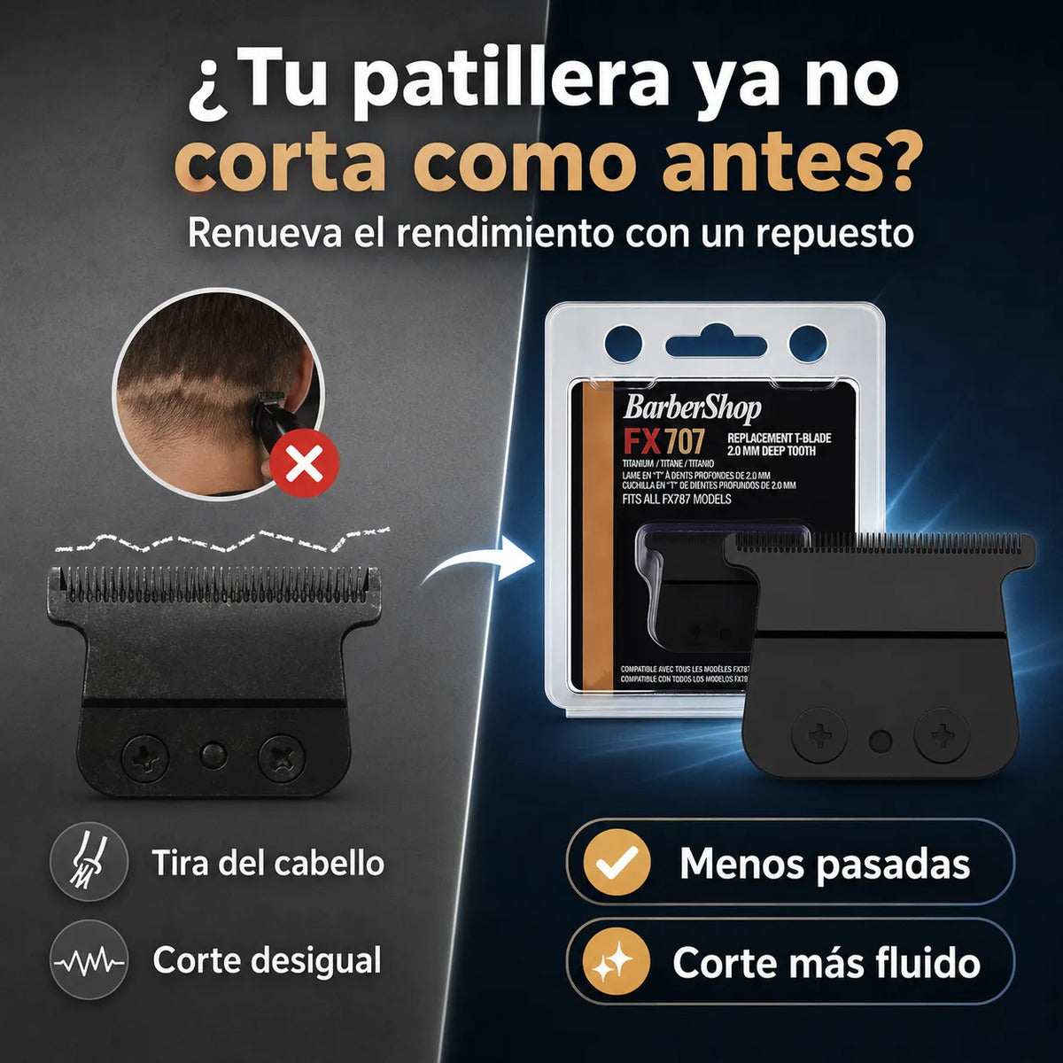 Cuchilla Repuesto Trimmer Skeleton Barbershop Negro Fx707