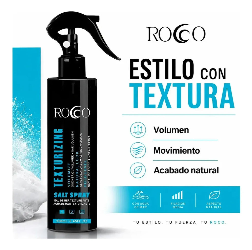 Spray Texturizador Rocco 250ml – Voluminizador Profesional para Acabado Natural