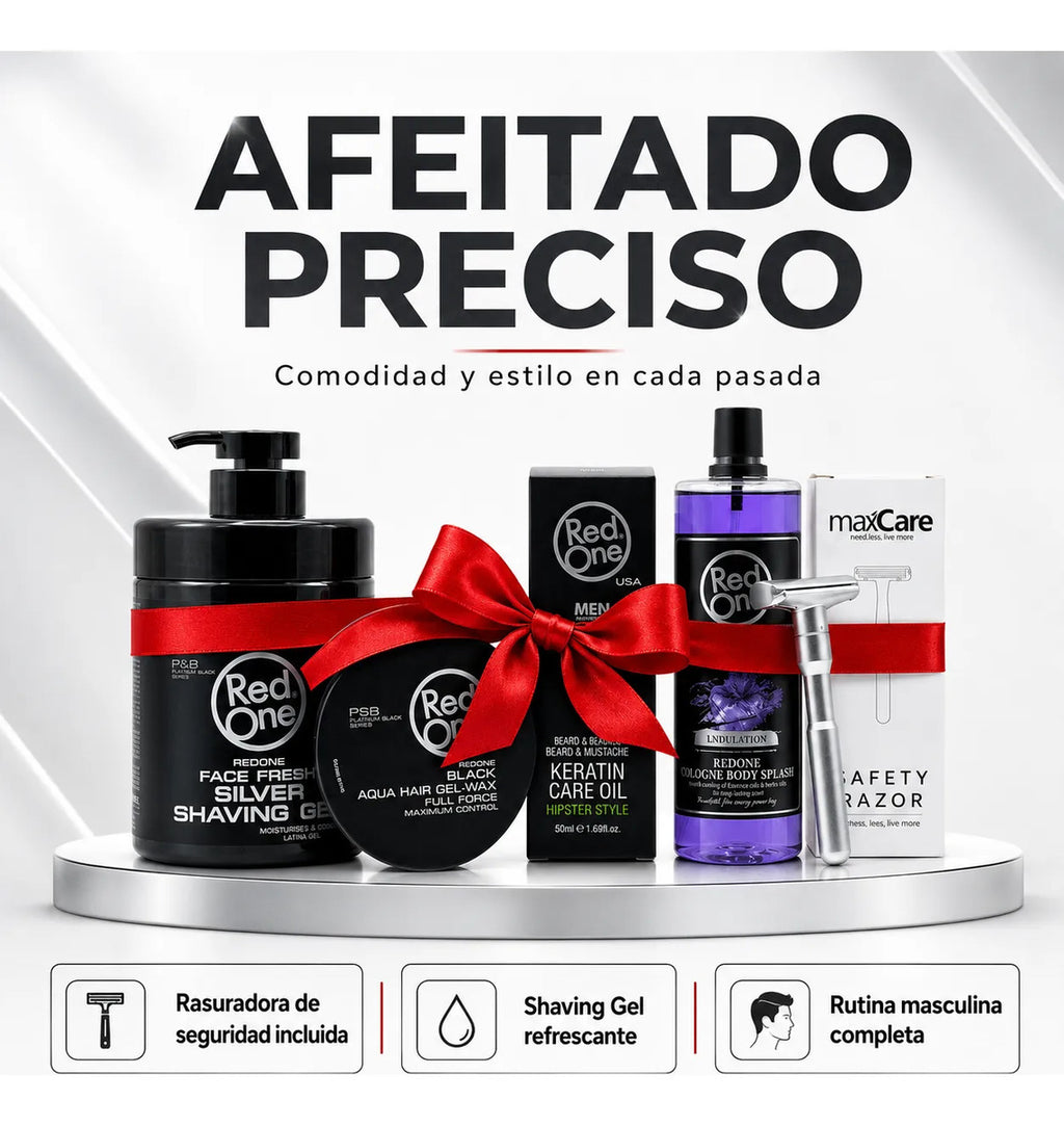 Kit Shaving Gel + After Shave +rastrillo+aceite+ Gel Cabello
