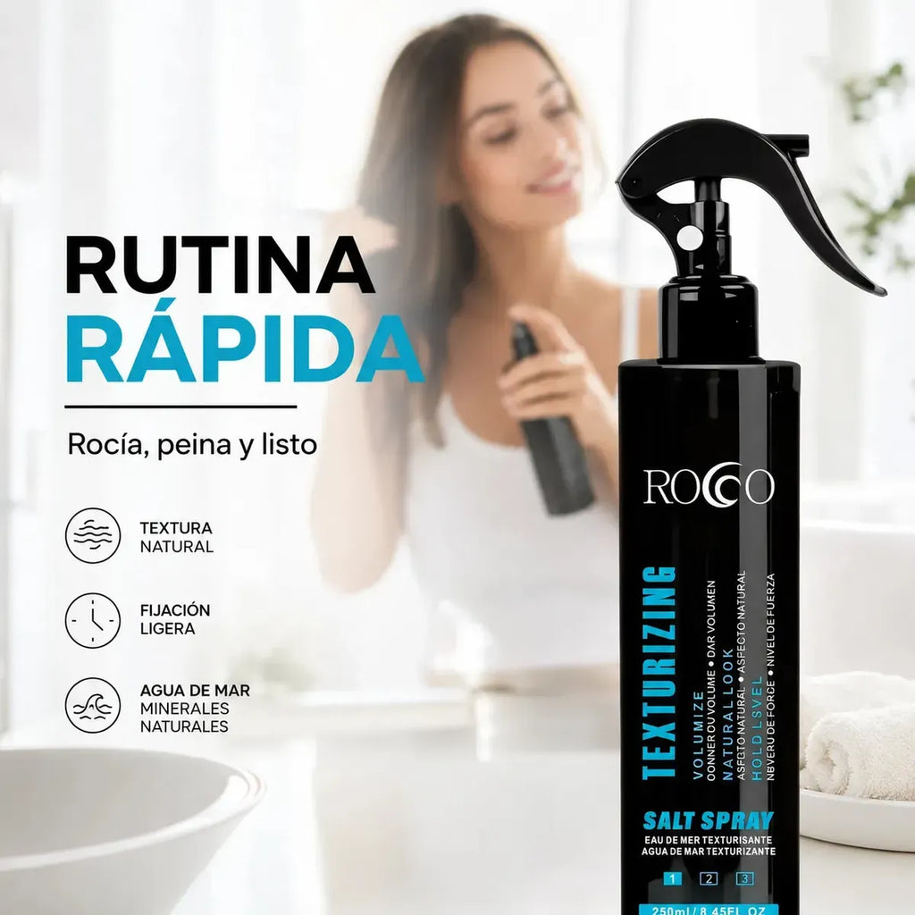 Spray Texturizador Rocco 250ml – Voluminizador Profesional para Acabado Natural