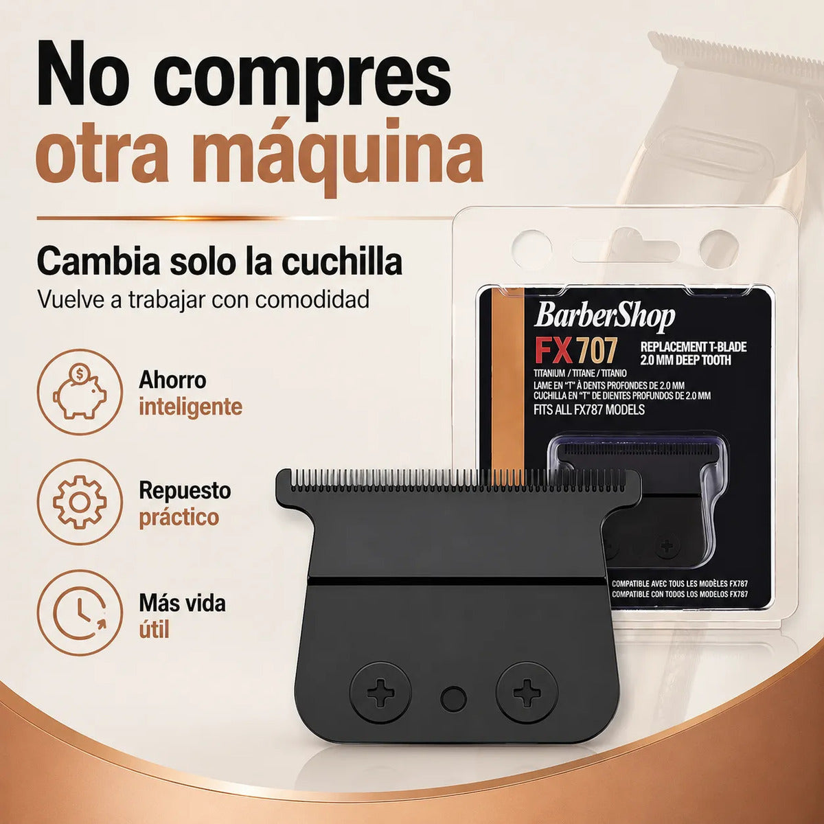 Cuchilla Repuesto Trimmer Skeleton Barbershop Negro Fx707