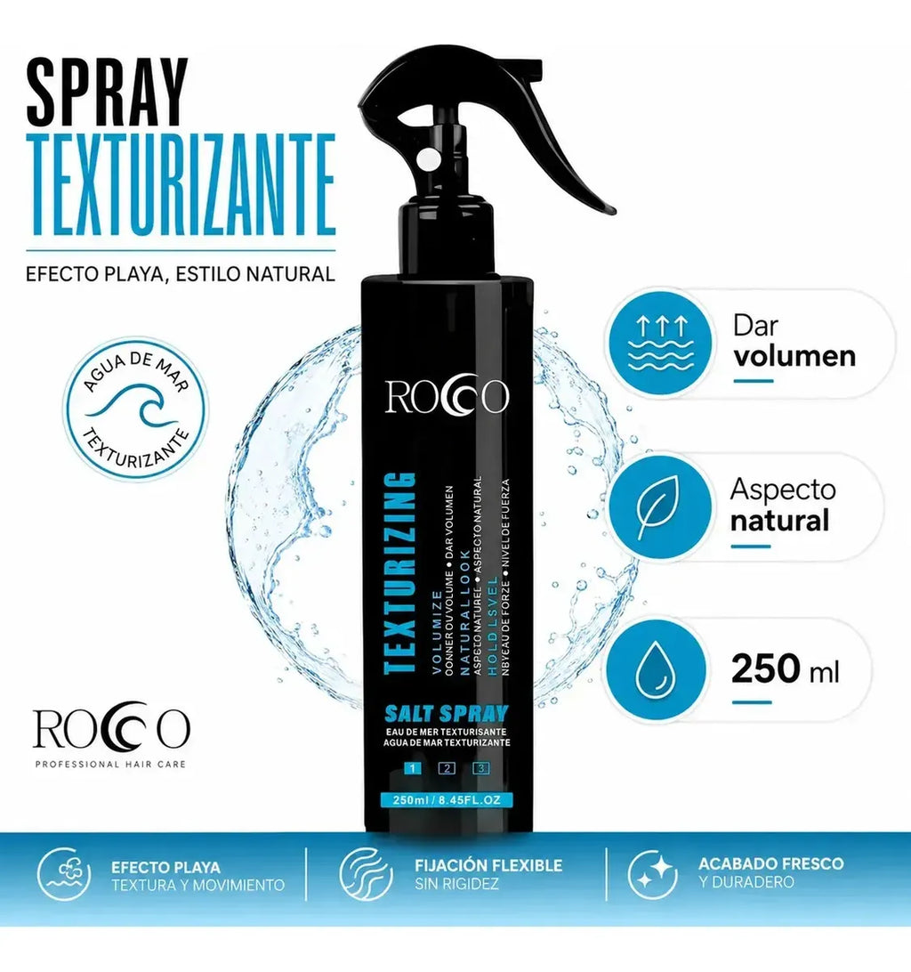 Spray Texturizador Rocco 250ml – Voluminizador Profesional para Acabado Natural