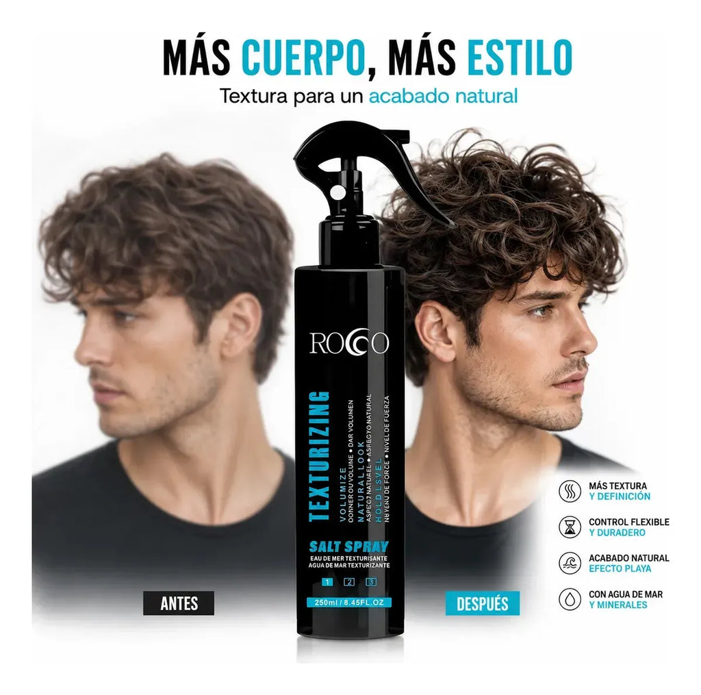 Spray Texturizador Rocco 250ml – Voluminizador Profesional para Acabado Natural