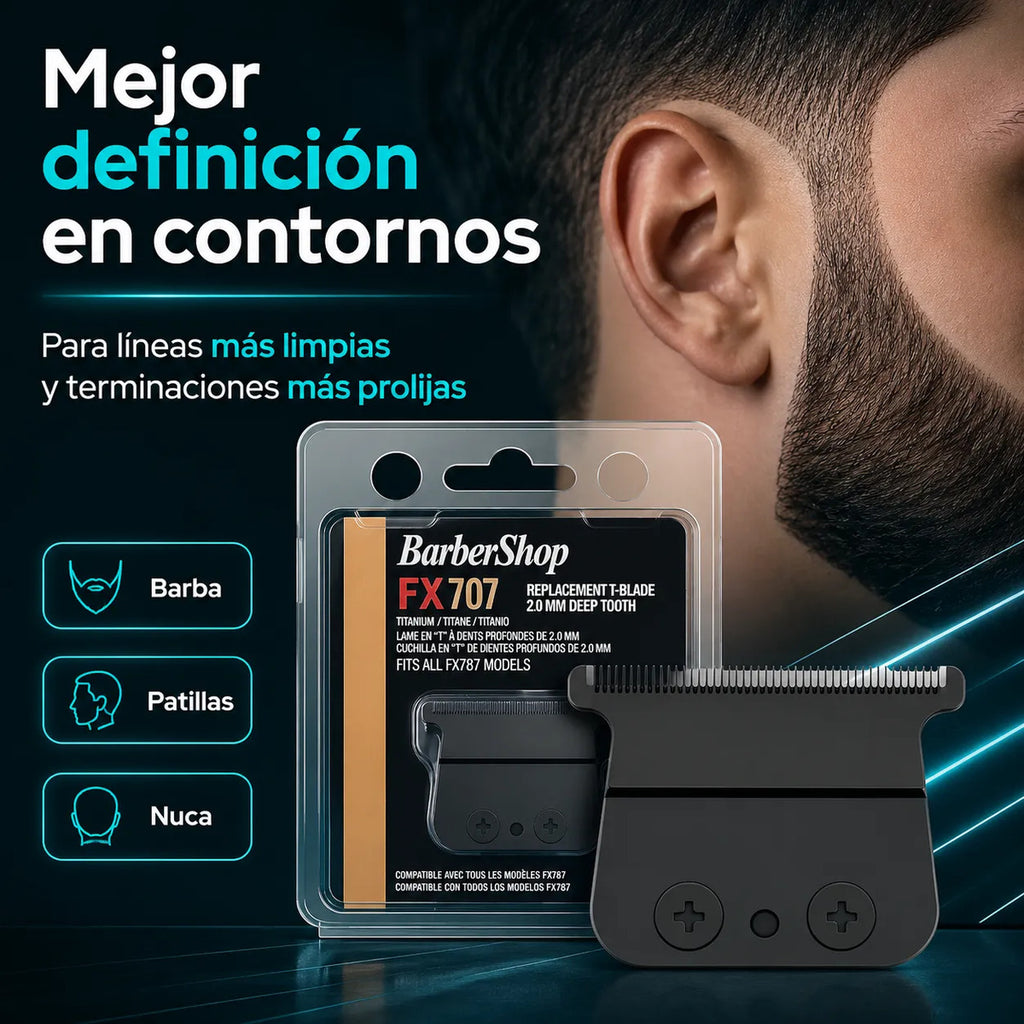Cuchilla Repuesto Trimmer Skeleton Barbershop Negro Fx707