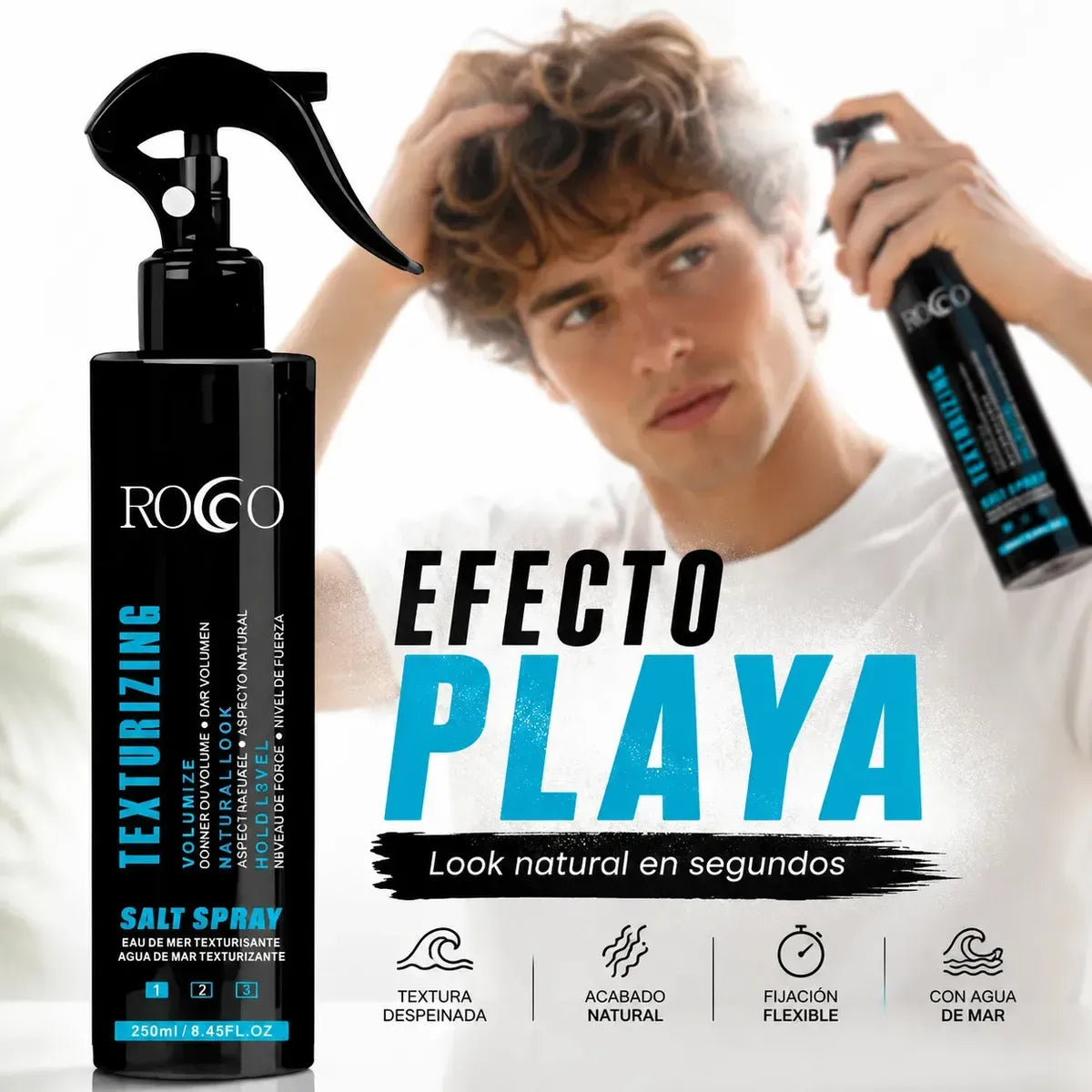 Spray Texturizador Rocco 250ml – Voluminizador Profesional para Acabado Natural
