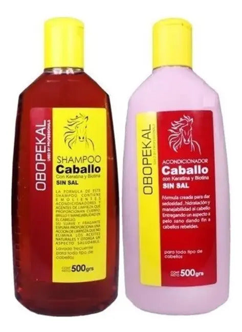 Kit Obopekal Cola de Caballo - Shampoo y Acondicionador Sin Sal + Aceite y Crema