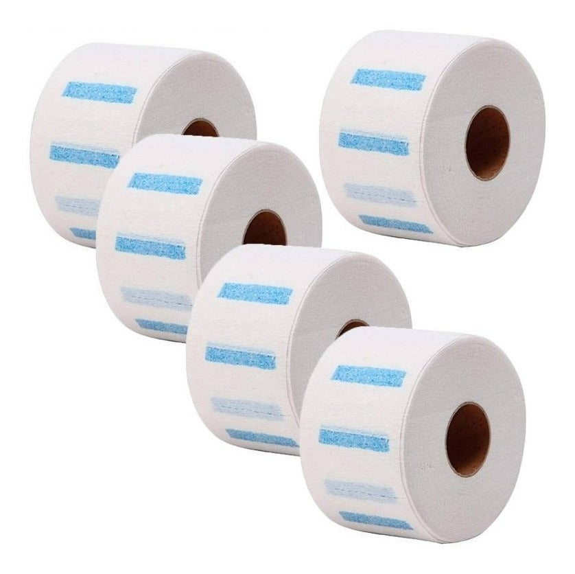 Pack 5 Rollos de Papel de Cuello Profesional para Barbería – 500 Tiras Higiénicas