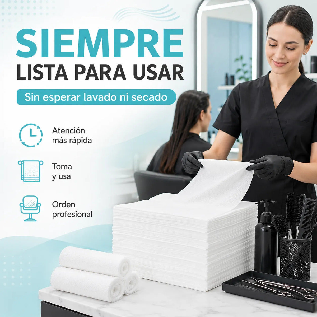 Pack 100 Toallas Desechables Para Cabello Uso Profesional