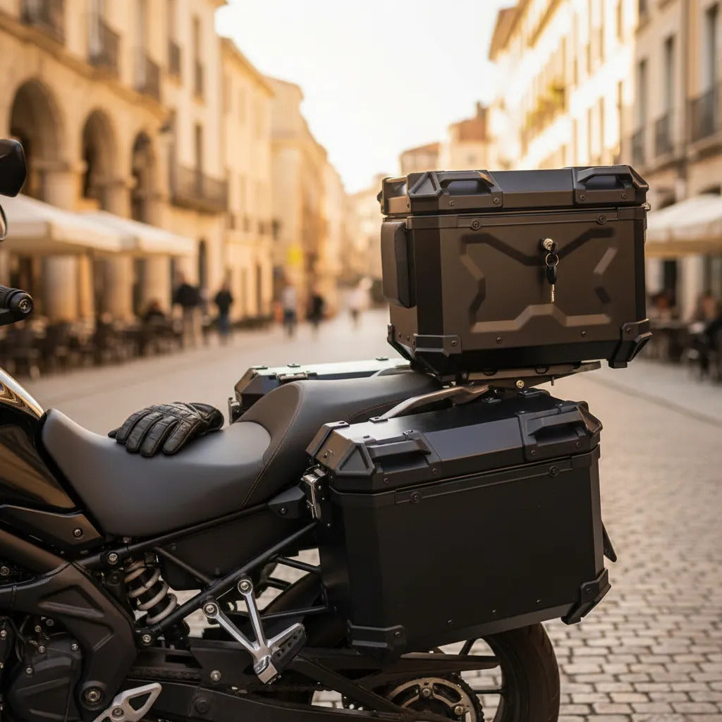Maleta Moto 45l Antirrobo Con Llave Top Case Negro