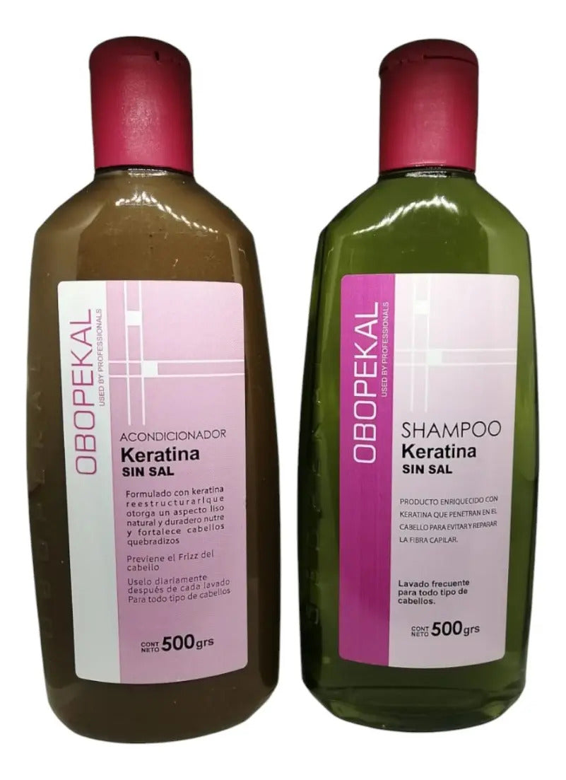 Pack Obopekal Keratina Sin Sal - Shampoo y Acondicionador Profesional