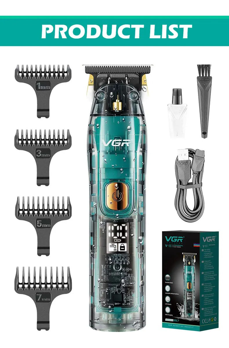Máquina Cortadora de Pelo VGR V-961 Inalámbrica Profesional Barbería Recargable