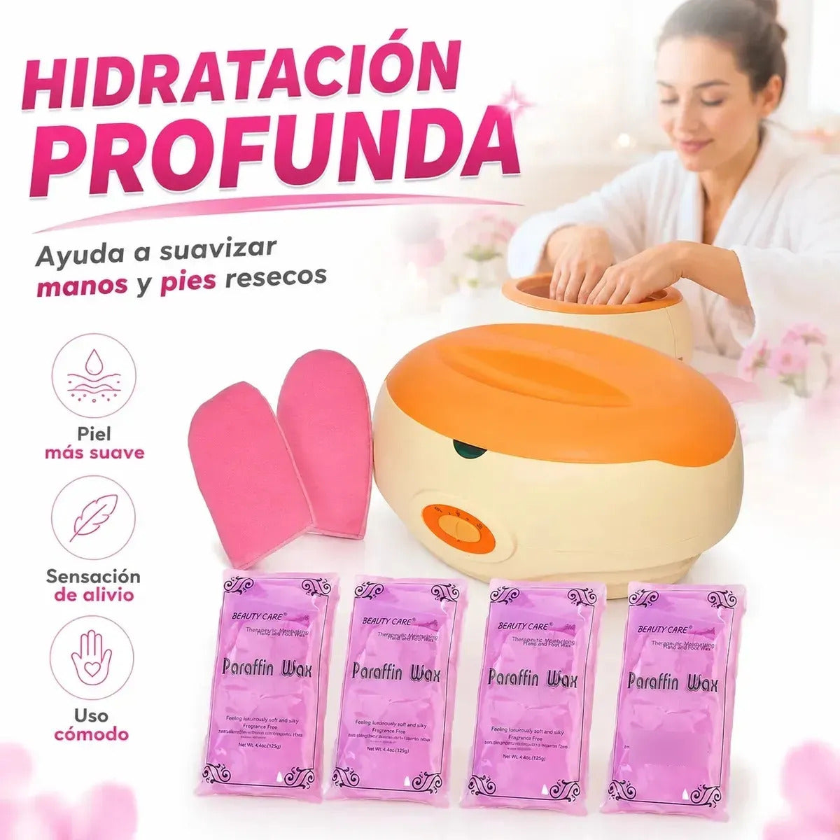 Kit Parafina Completo Olla 3kg + 4 Ceras 450g + 2 Guantes