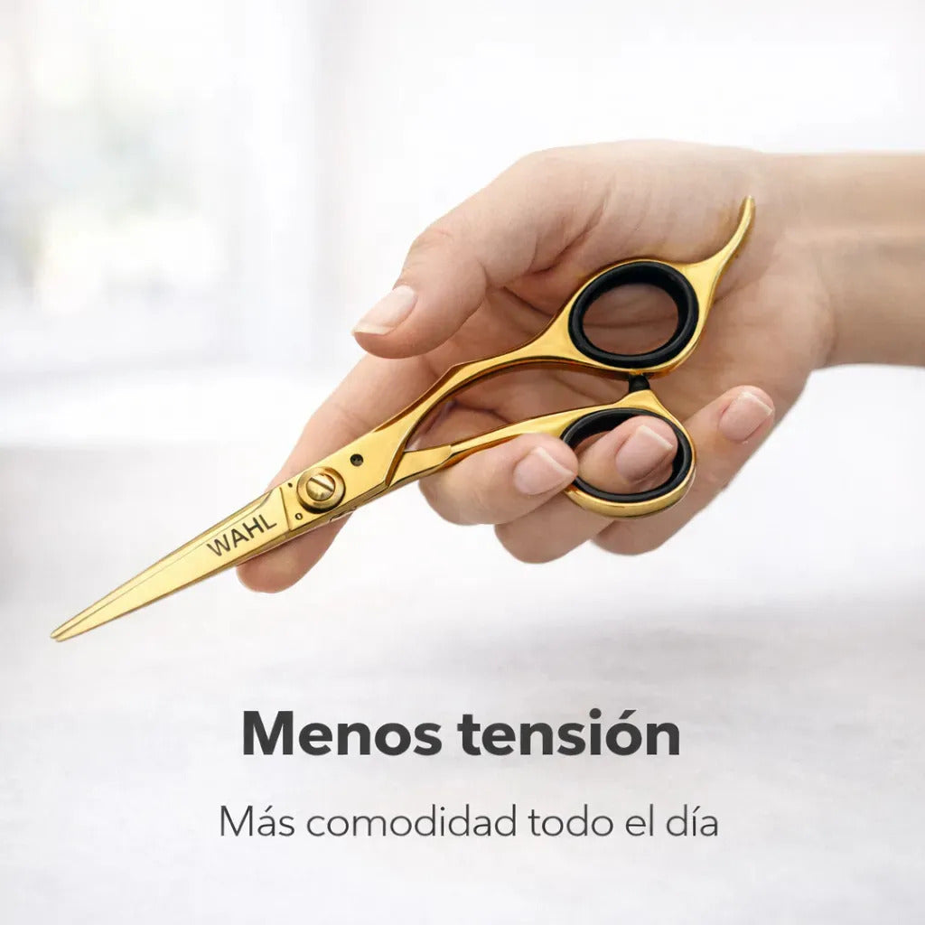 Tijera Profesional 6,0 Filo Navaja Para Corte Dorada Wahl