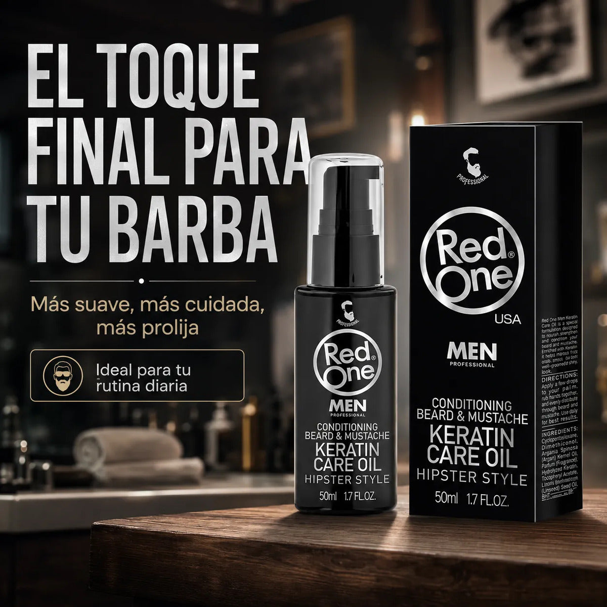 Aceite Para Barba Y Bigote Hidrata Barba Seca Red One 50ml