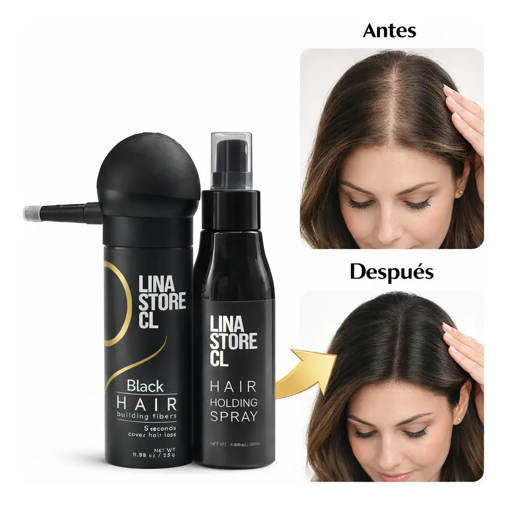 Fibra Capilar Polvo Para Calvicie + Bomba + Laca Fijador