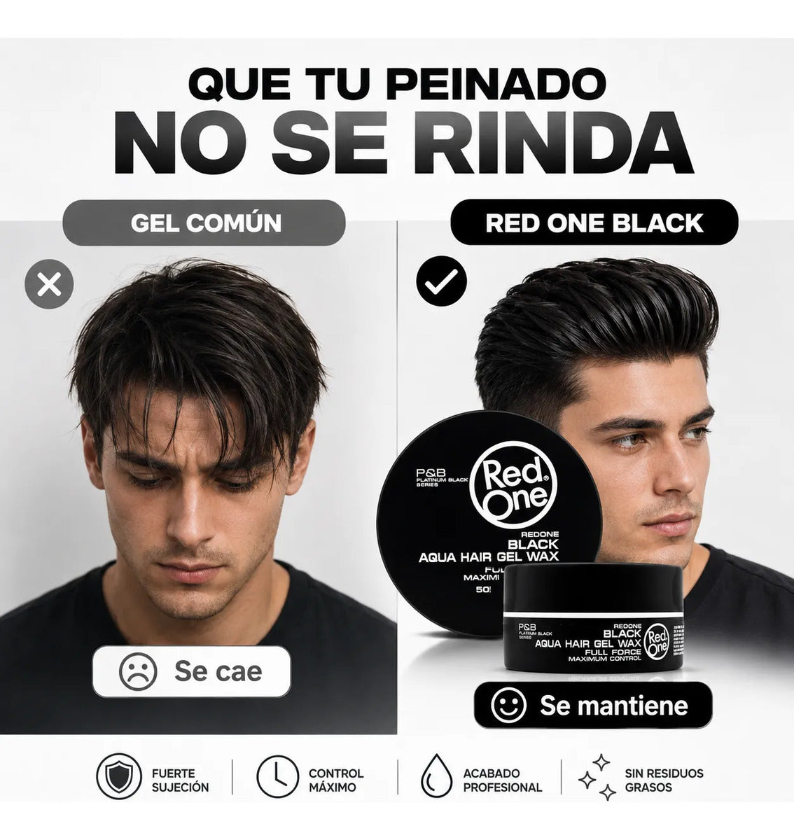 Cera Gel Para Cabello Full Force Control Red One Black150ml