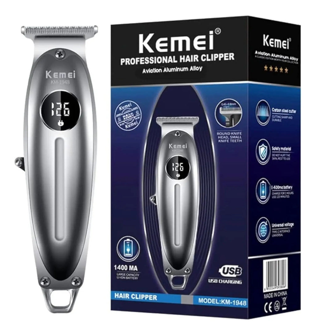 Trimmer Profesional Kemei KM-1948: Patillera Digital Inalámbrica de Precisión