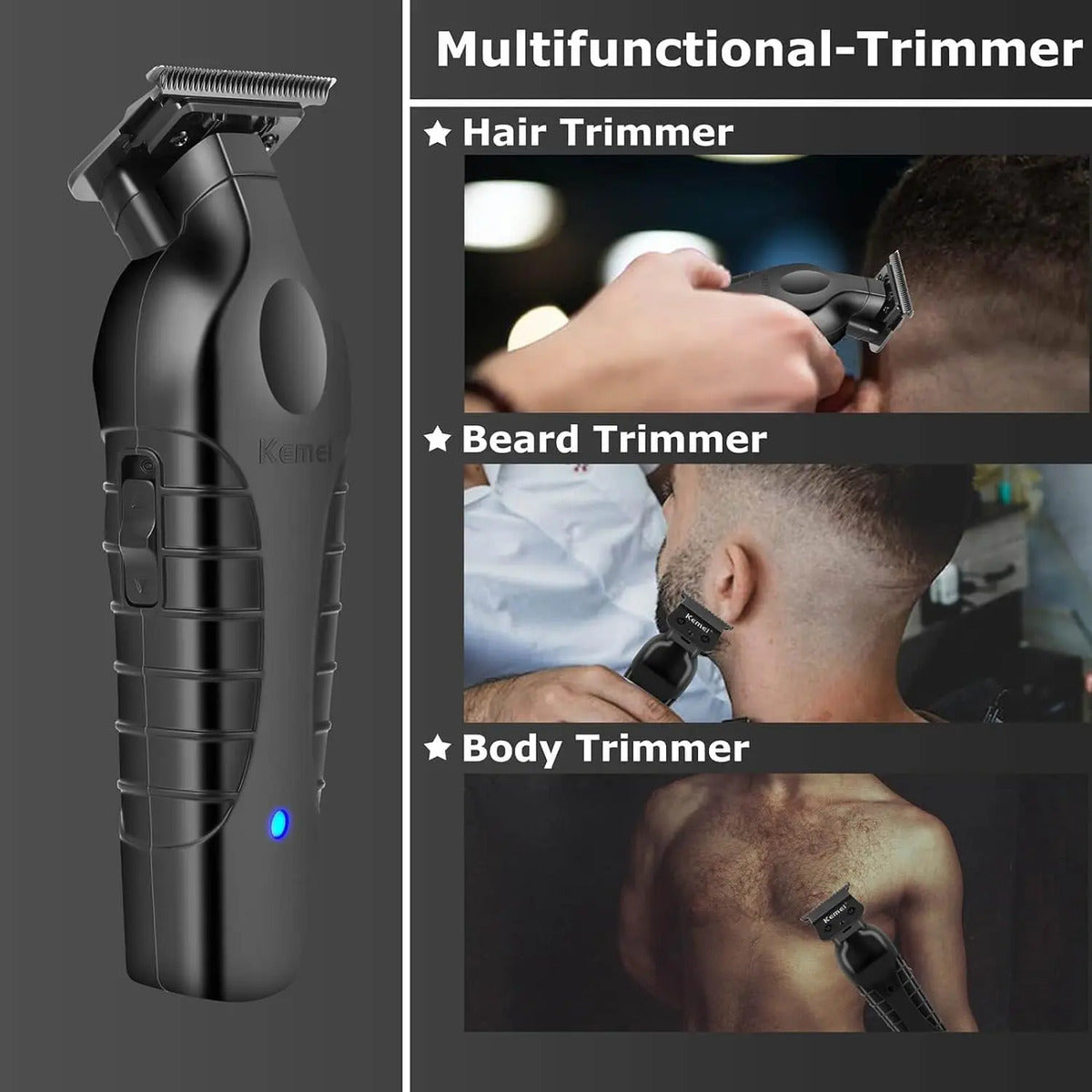 Kit de Terminación Profesional Kemei: Trimmer KM-2299 + Shaver KM-3382