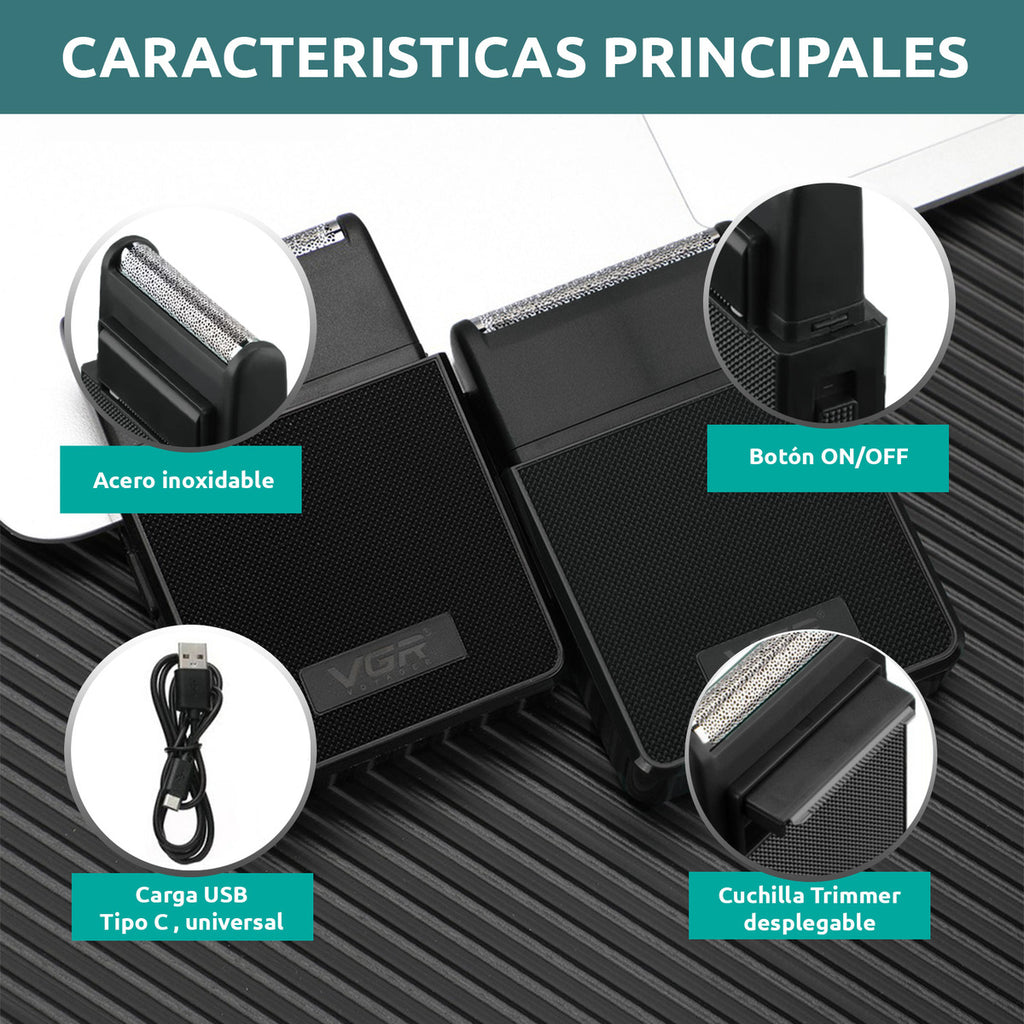 Máquina Rasuradora Inalámbrica VGR V-376 Profesional Recargable Negra