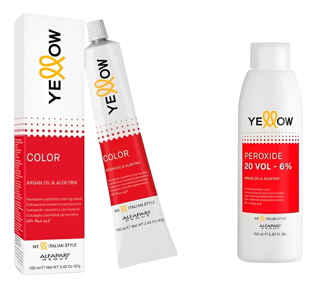 Kit Tintura Yellow Alfaparf 100ml + Oxidante 150ml - Coloración Permanente Profesional