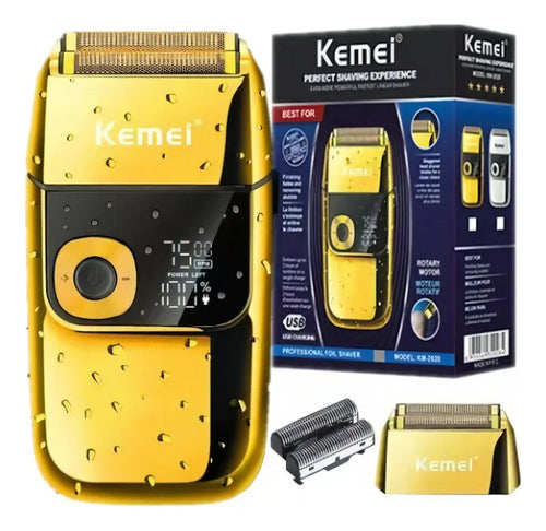Afeitadora Profesional Kemei KM-2028 Gold: Rasuradora Corporal y Facial Resistente al Agua