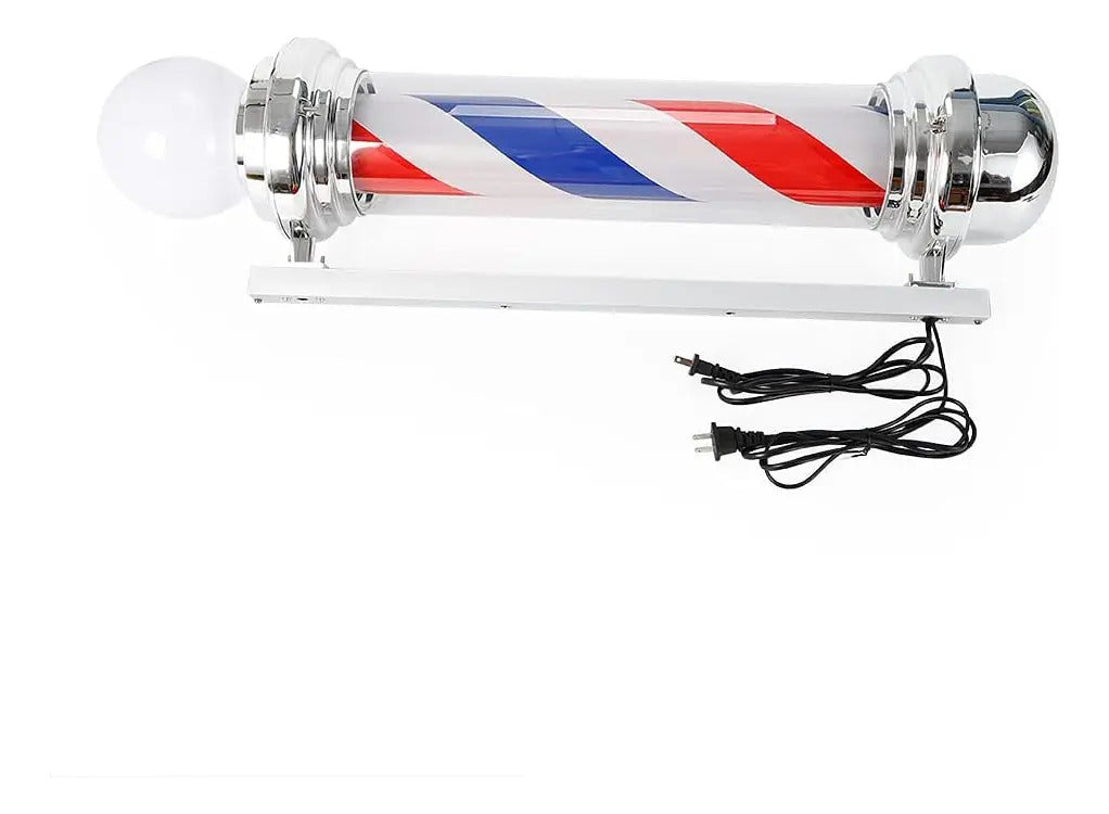 Poste de Barbería Profesional 88cm - Luz LED Giratoria Tricolor Clásica