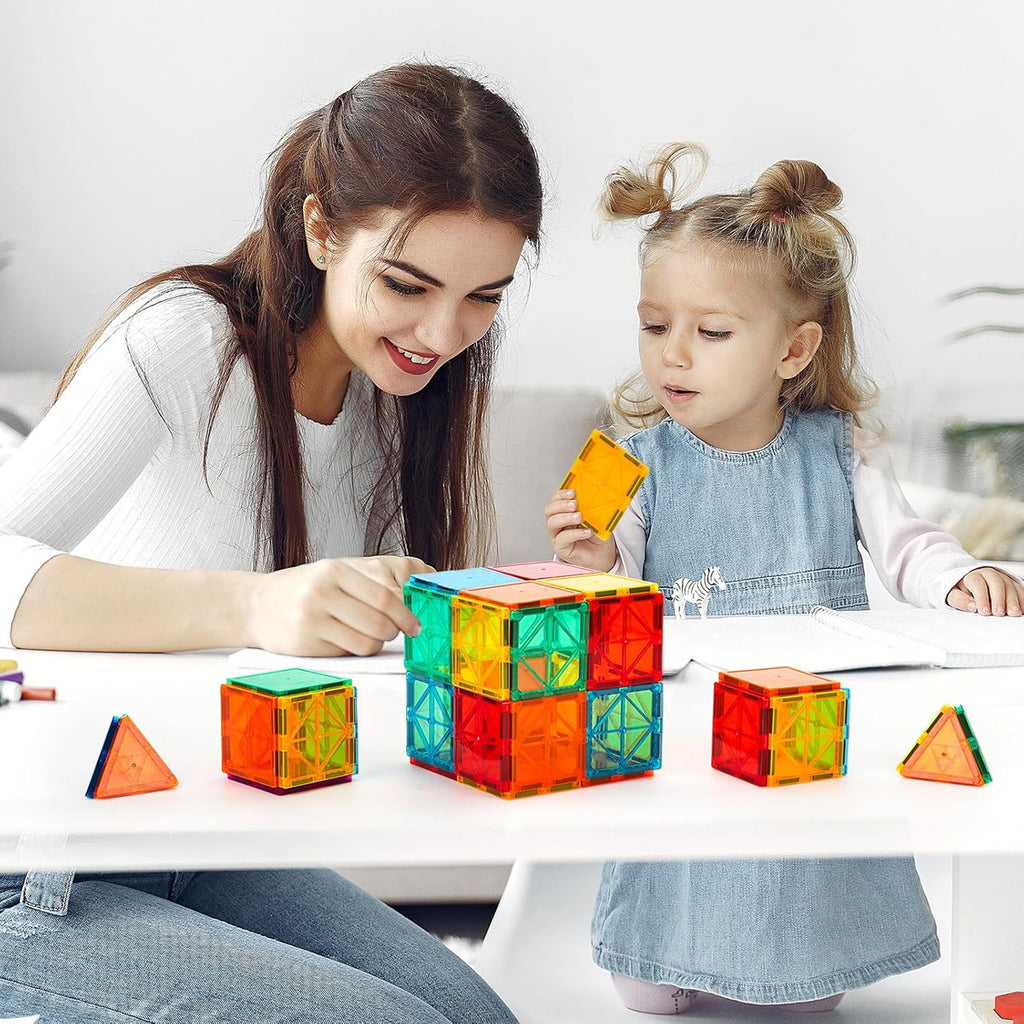 Magnetic Tiles Juego Magnético 52 Piezas – Bloques de Construcción Didácticos