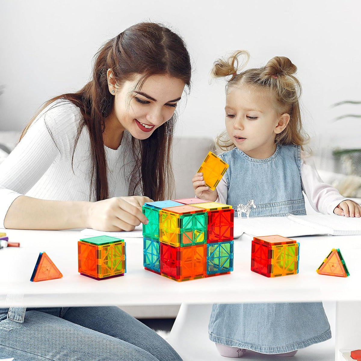 Magnetic Tiles Juego Magnético 52 Piezas – Bloques de Construcción Didácticos