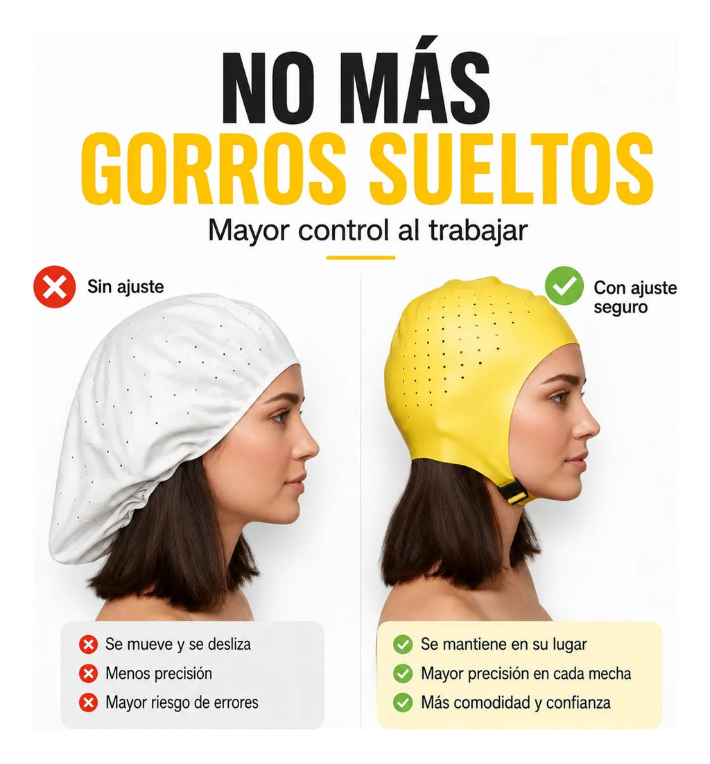 Gorro Mechas Profesional Silicona Flexible Ajustable