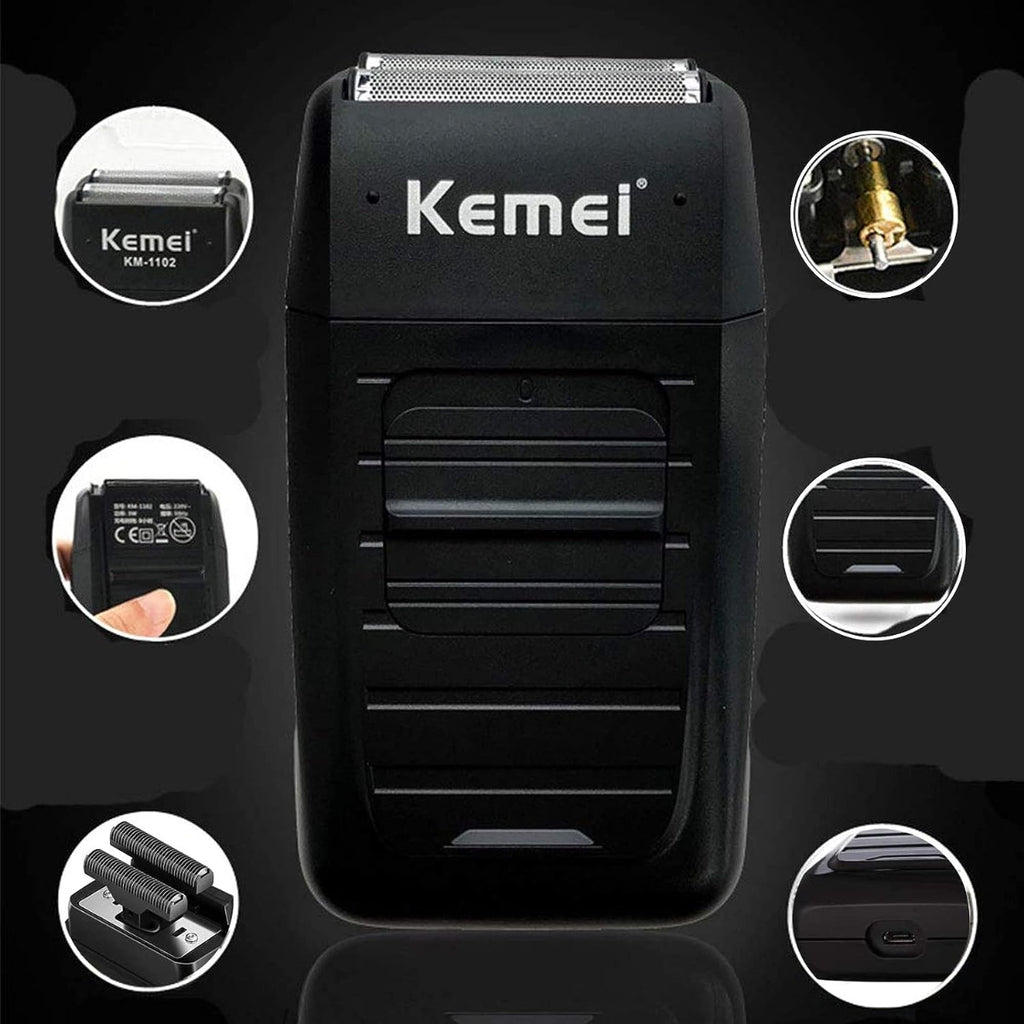 Pack Inicial Barbería Kemei: Clipper 1990 + Shaver 1102 + Trimmer Buddha 1974-A
