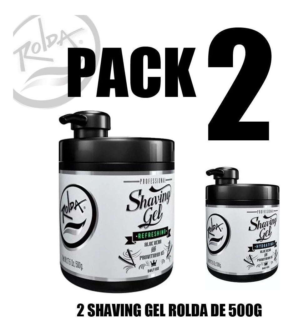 Pack de 2 Shaving Gel Rolda 500g - Gel de Afeitar Transparente con Aloe Vera