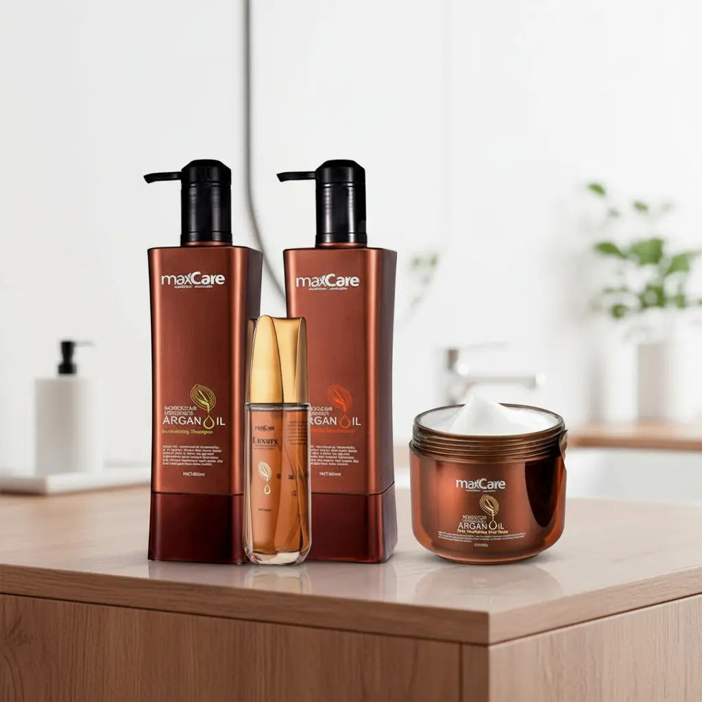 Kit de Cuidado Capilar Max Care Argan Oil - Shampoo + Acondicionador + Crema