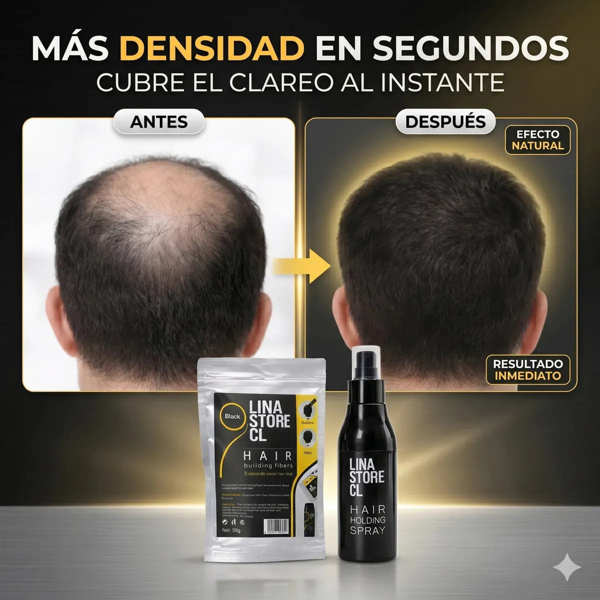 Sobre Recarga Negro Fibra Capilar + Fijador Laca Cabello